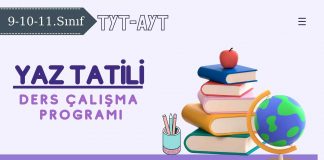 2025 Yaz Tatili Ders Çalışma Programı (11-12-TYT-AYT)