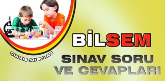 BİLSEM Sınavı Çıkmış Sorular ve Cevapları