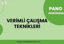 Verimli Çalışma Teknikleri Pano Dokümanı