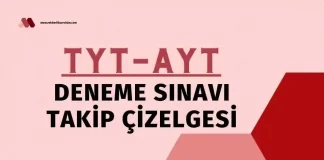 TYT-AYT Deneme Sınavı Takip Çizelgesi