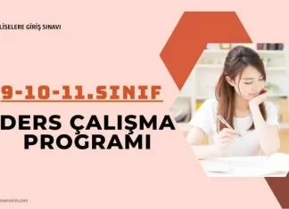 9- 10-11. Sınıf Ders Çalışma Programı