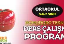 Ortaokul Pomodoro Tekniği İle Ders Çalışma Programı