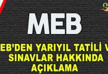 MEB’den Yarıyıl Tatili ve Sınav Açıklaması