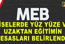 MEB Liselerde Yüz Yüze ve Uzaktan Eğitim Usul ve Esaslarını Belirledi