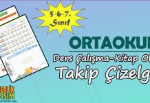 5-6-7. Sınıf Ders Çalışma Takip Çizelgesi