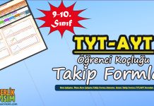 TYT-AYT (Lise) Ders Çalışma/Deneme Sınavı Takip Çizelgeleri