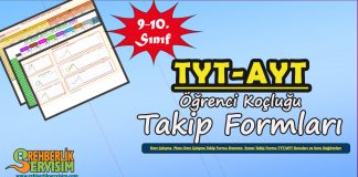TYT-AYT (Lise) Ders Çalışma/Deneme Sınavı Takip Çizelgeleri