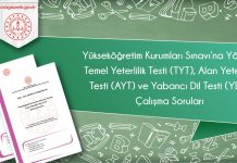 TYT, AYT ve Yabancı Dil Testi (YDT) Çalışma Soruları (Nisan 2022) TYT, AYT Çalışma Soruları