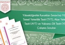 TYT, AYT ve Yabancı Dil Testi Çalışma Soruları