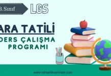 2025 LGS Ara Tatili Ders Çalışma Programı