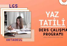 Yaz Tatili Ders Çalışma Programı (LGS-5-6-7. Sınıf) yaz tatili ders çalışma programı