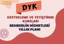 2025-2026 Destekleme ve Yetiştirme Kursu (DYK) Rehberlik Hizmetleri Yıllık Planı