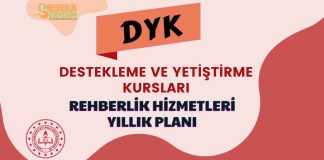 2025-2026 Destekleme ve Yetiştirme Kursu (DYK) Rehberlik Hizmetleri Yıllık Planı
