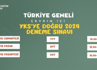 “YKS’YE DOĞRU 2024” TÜRKİYE GENELİ ÇEVRİM İÇİ DENEME SINAVI YAPILACAK